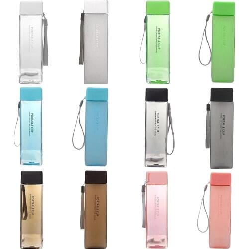 450ml Transparent Square Plastic Frosted Cup Outdoor Cold Juice Milk Sports With Portable Rope Water Cup Dropship