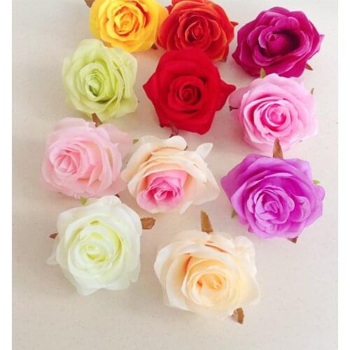 48pcs/lot Artificial Rose Flower Heads 11 Colors Plastics Flowers 8cm Chinese Roses for Wedding Party Centerpieces Floral Decor