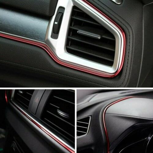 Red 5M Car Interior Door Gap Edge Line Insert Molding Trim Strip Deco Accessory