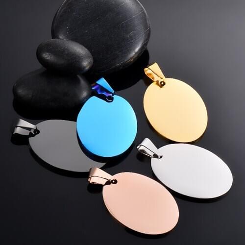 5Pcs/lot Stainless Steel Oval Charm jewelry Dog Tags Pendant Unisex necklace charm jewelry wholesale