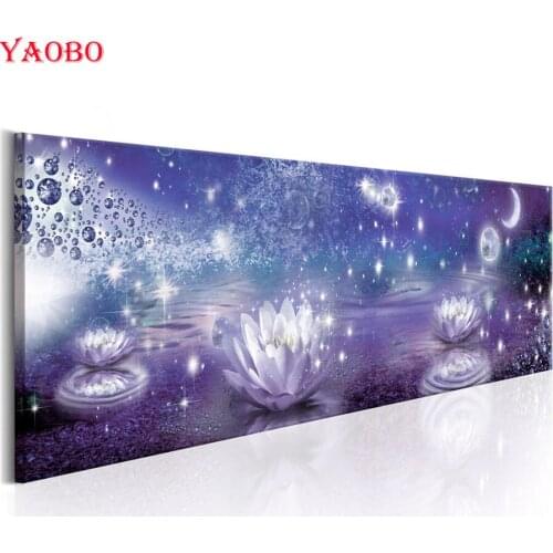 5d Diy Diamond Painting Cross Stitch Abstract lotus moon Diamond Embroidery Square round rhinestone Mosaic Pictures Needlework
