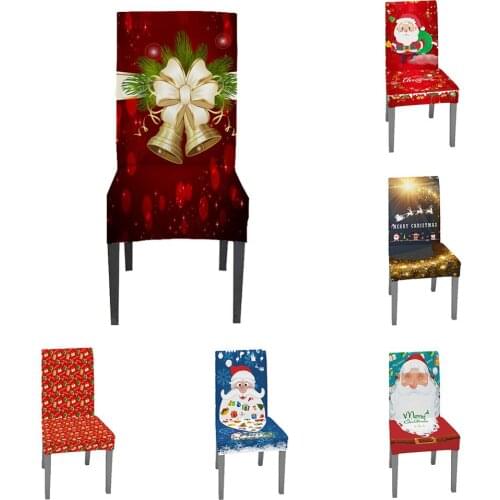 1Pc Chair Covers Dining Christmas Stretch Slipcovers Santa Claus Xmas Home Party Decoration