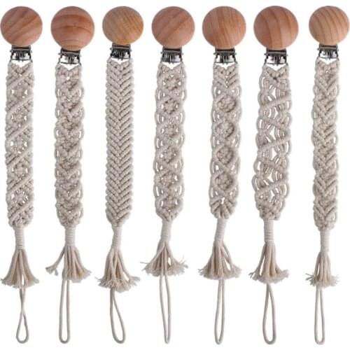 Baby Teething Soother Clip Crochet Pacifier Chain Cotton Woven DIY Dummy Nipple Holder Leash Strap Shower Gifts