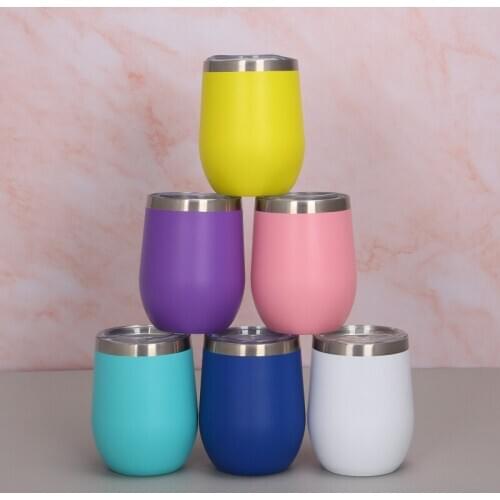 European and American boutique stainless steel eggshell cup 12oz red wine glass vacuum portable pot belly cup gift water cup