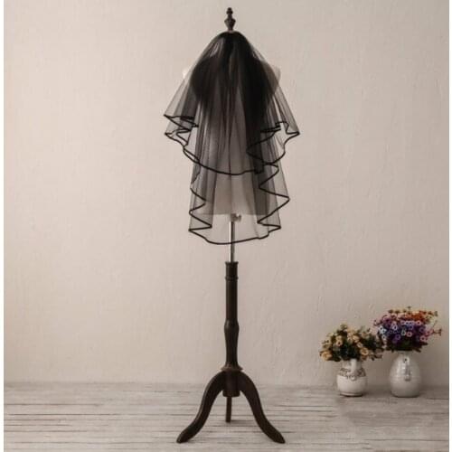 Black Plain Edge Wedding Veil Short Two Layer Wedding Veil Ivory Bridal Veil White Wedding Veil Soft Wedding Veil