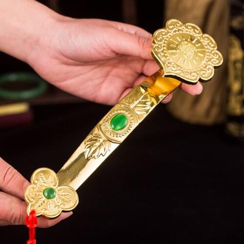 GOOD # 2020 office home Mascot efficacious Talisman Money Drawing Fortune Golden RUYI FENG SHUI Sculpture ART statue