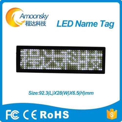 White led name tag scrolling screen business card tag display advertising rechargeable programmed digital display english