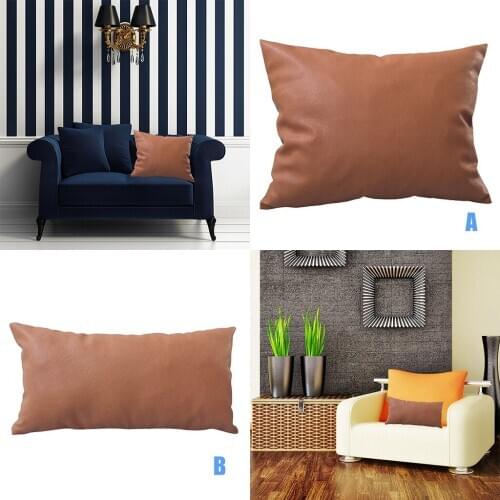Faux Leather Cushion Covers Throw Pillowcase Sofa Home Decor Solid Color Printed Jacquard Style Cushion Cover W30528
