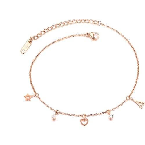 Titanium Steel Bohemia Beach Chain & Link Anklets For Women Girls Trendy Heart Star Tower Charm Anklet Jewelry A19046