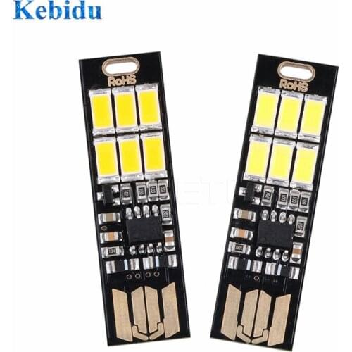 KEBIDU 6 LED Night Lights Adjust Brightness Finger Touch Lamp Dimmer Mini Pocket Card USB Power for Power Bank Computer Laptop