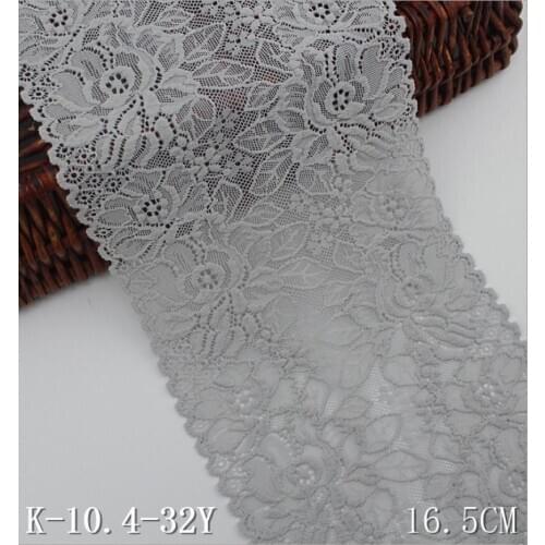 Hot!! 1 Meter 16.5cm Vintage Elastic Stretch Lace Trim Elastic Thick Grey Lace Trim Ribbon Sewing Craft DIY Underwear Garment