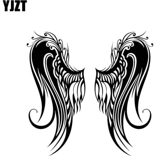 YJZT 14.2*14CM Beautiful Huge Angel Wings Car Sticke Silhoutte Decal Nice Design Black/Silver Covering The Body C20-1460