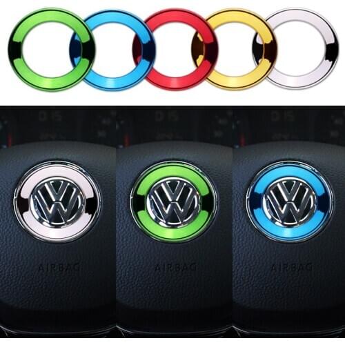 New car styling Car Steering Wheel Center Decoration Ring Shiny circle stickers for Volkswagen VW PASSAT JETTA POLO TIGUAN