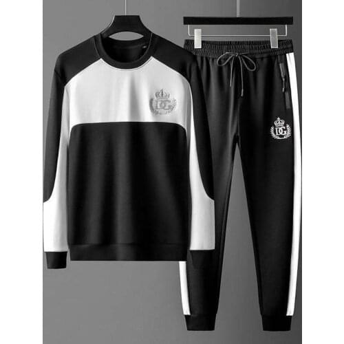 New style Hong Kong style individual casual suit mens splicing color contrast sweater