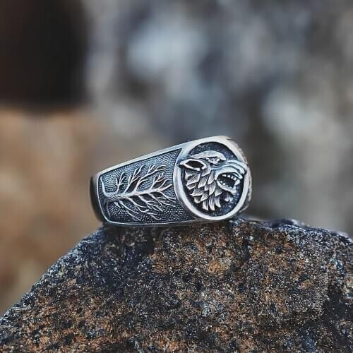 Onlysda Stainless Steel vintage Nordic wolf hammer of Thor Norse Viking Ring retro punk jewelry man Love Jewelry Gift Wholesale