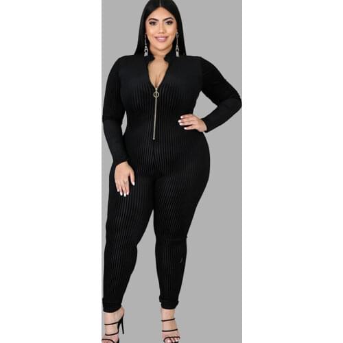 Fall Clothes for Women Long Sleeve Jumpsuit High Waist Sexy Black Jumpsuit Rompers Plus Size Jumpsuit Wholesale Dropshipping