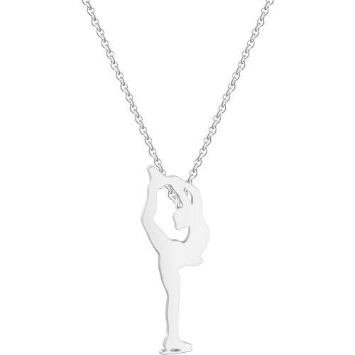Figure Skater Pendant Necklace , Gold Or Rose Gold Ice Skating Woman - Stainless Steel Figure Skating Gifts