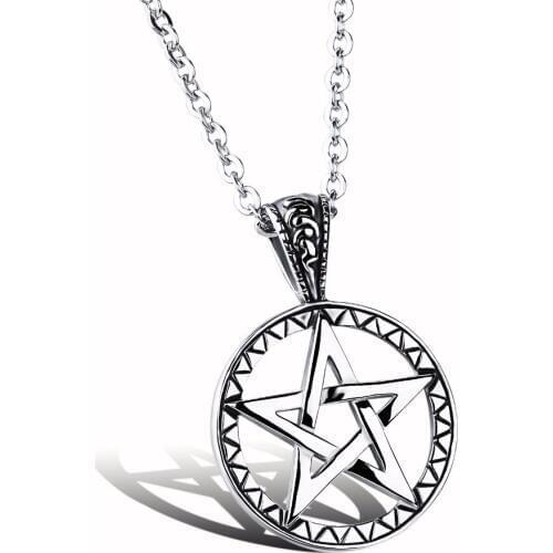 Stainless Steel Pentagram Pentacle Pendant Pegan Wiccan Witch Medieval Gothic Necklace Mens Jewelry Gifts