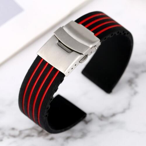 Practical Replacement Watch Strap Red/Yellow/Blue/White Silicone Material Watches Band 18/20/22/24MM Waterproof Watch Strap