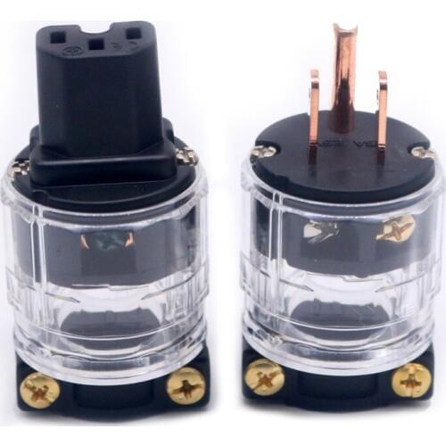 YIVO XSSH Audio Red Pure Copper Transparent Shell DIY 15A 125V AC Power Electrical Male female connector IEC US 3 pins Plug