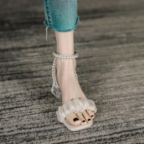 Open toe sandals 2021 summer new transparent thick heel womens shoes