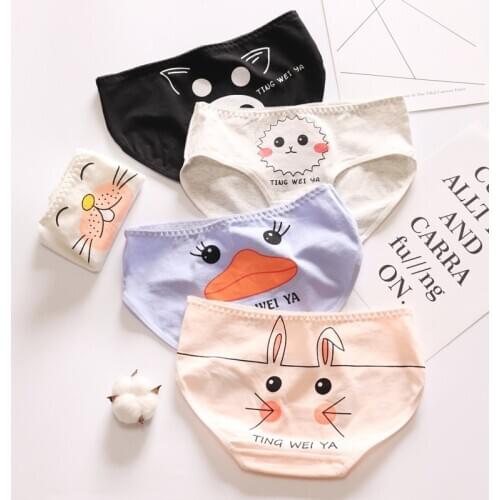 Sexy Girl Cotton Briefs Cartoon Cute Underwear Womens Soft Seamless Panties Lady Print Panty Low Rise Underpants Tanga Rabbit