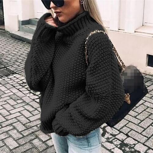 Autumn Winter Sweater Women Knitted Fashion Loose Casual Thick Sweaters Solid Color Long Sleeve Plus Size Warm Ladies Pullover
