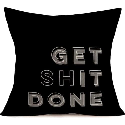 ShareJ Cotton Linen Decorative Throw Pillow Covers Get Shit Done Funny Quote Pillow Cases Cushion Cover for Sofa Bedroom Pillow