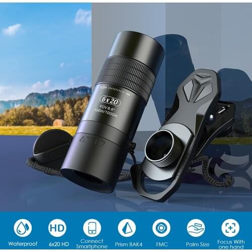 APEXEL 6X 0.3m Closest Focus Telescope Optics Lens Monocular HD BAK4 Prism Telephoto for ll Smartphones Hunting Camping Travel