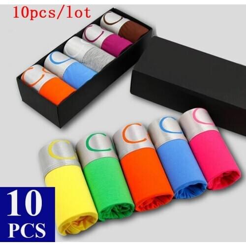 10pcs/lot boxer men Cotton Mens Underwear Boxers Breathable Man Boxer Solid Underpants Comfortable Brand Shorts Jdren