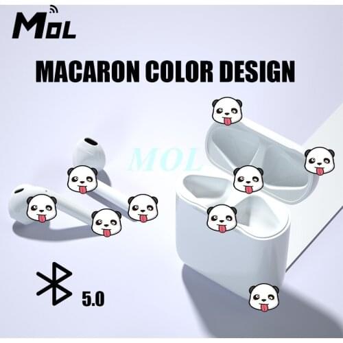 MOL Mini TWS Wireless Headphones Bluetooth 5.0 Earphone Matte Macaron Earbuds Handsfree With Mic Charging Box Headset i12 xiaomi