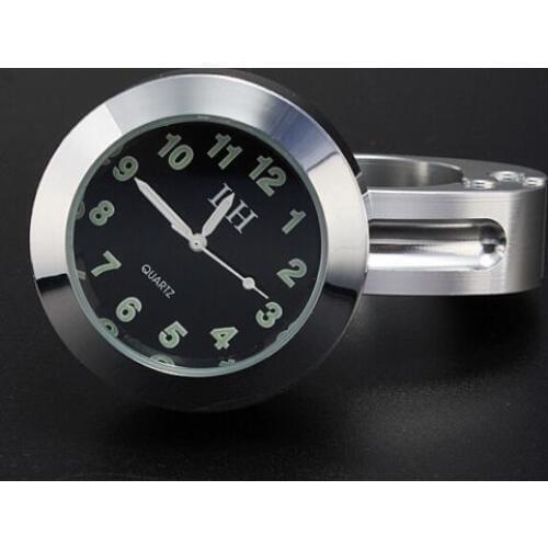 Universal Motorcycle 7/8" 1" Chrome Waterproof Black Dial Handlebar Mount Clock For Moto Guzzi MV Agusta Twist-N-Go