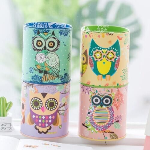 Vintage Owl Piggy Bank Tinplate Piggy Bank Childrens Gifts Home Decoration Kid Gift Round Piggy Bank Money Box Accessories