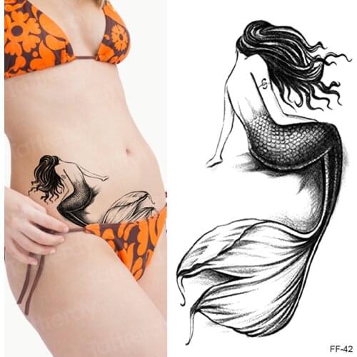 New Waterproof Temporary Tattoo Sticker Moon Sea Mermaid Flash Tattoos Flowers Skull Mandala Body Art Arm Fake Tatoo Women Men