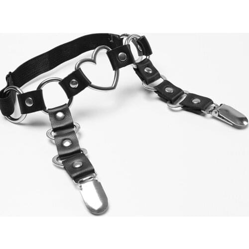 Fashion 1 Pc Women Girl Gorgeous Punk Gothic Heart-shape Ring Spikes Elastic Garter Belt For Stockings Retro Suspender Harness
