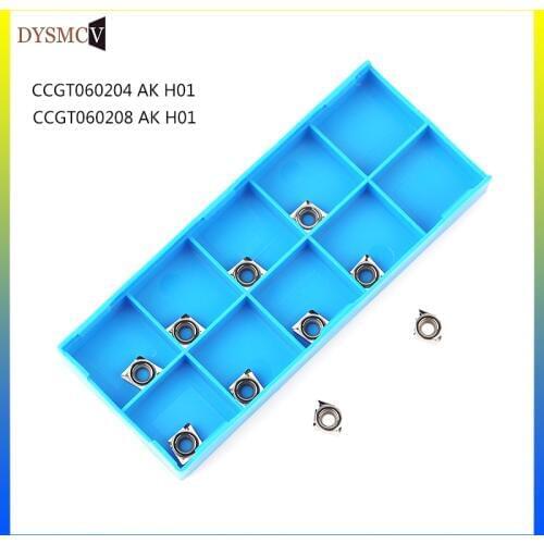 10 PCs CCGT060204 CCGT060208 AK H01 aluminum insert indexable carbide turning inserts CNC lathe cutting tool