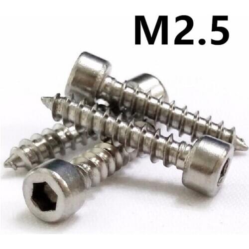 100pcs/lot M2.5x6/8/10/12/14/16mm Stainless Steel Cup Head Hexagonal Self-tapping Speaker Screw