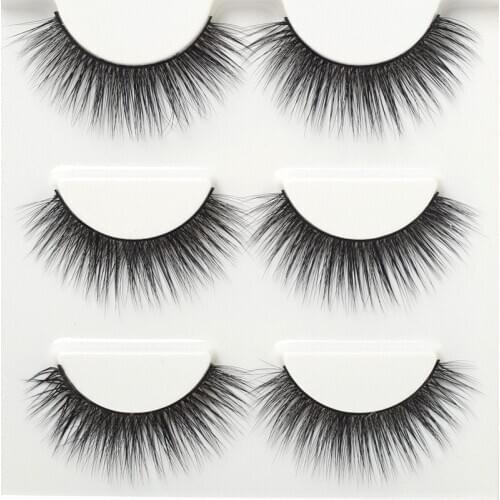 3pcs 3D false eyelashes Synthetic Hair Plastic Cotton Stalk eye makeup tools magnetiche freeshipping extensions thick lashes