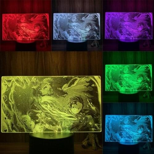 3D Lamp Action Figure Animated Real Ver. Demon Slayer Kyoujurou Tanjirou LED NightLight 7 Colors Touch Decor Night Light Gift Mo