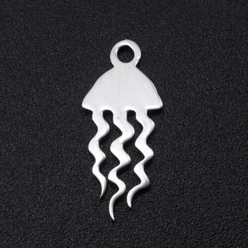 5pcs/lot 100% Stainless Steel Jellyfish Charm Pendants Wholesale Jewelry Making Charms Accept OEM Order Never Tarnish