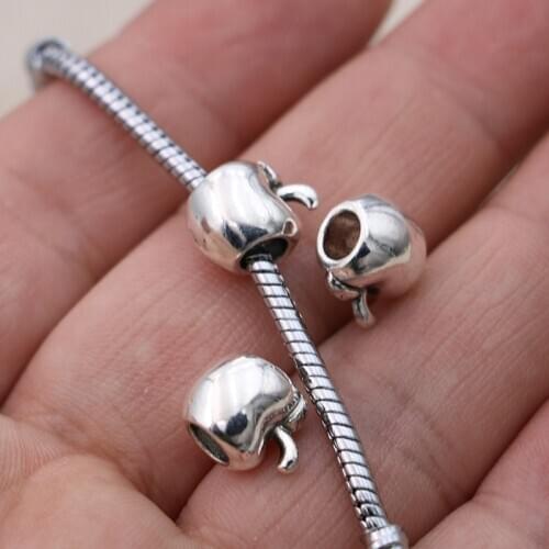 5PCS Silver Plated Apple Beads Fit Pandora Jewelry Making Charm Bracelet DIY Accessories Handmade Craft Findings