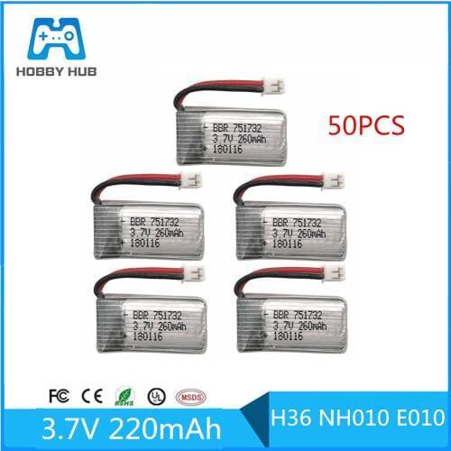 50pcs 3.7V 260MAH For Eachine E010 E010C E011 E013 H36 Mini RC Quadcopter 3.7V 260MAH 30C Libo Battery Upgrade Capacity Battery