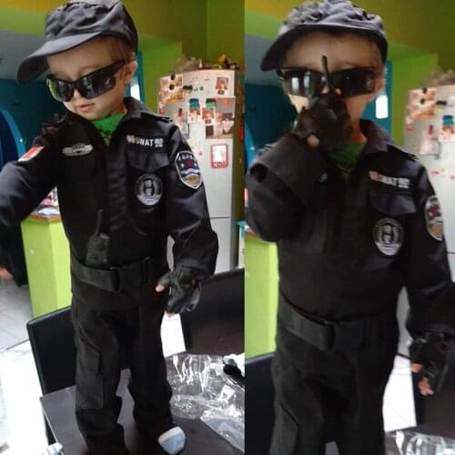 Anime Cosplay Costumes Policemen Uniform for Kids Children Halloween Carnival Party Performance Army Boys 110-160CM Clothes Toys