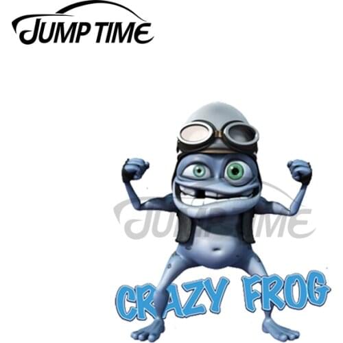 Jump Time 13x9cm For Crazy Frog is on the Loose Car Stickers Waterproof Laotop Decal Windshield Surfboard Cartoon Vinyl Car Wrap
