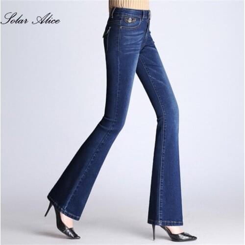 Free Shipping 2021 Womens Spring And Autumn New High-Waisted Micro-Flared Jeans Fashion Slim Slim High Stretch Casual Pants