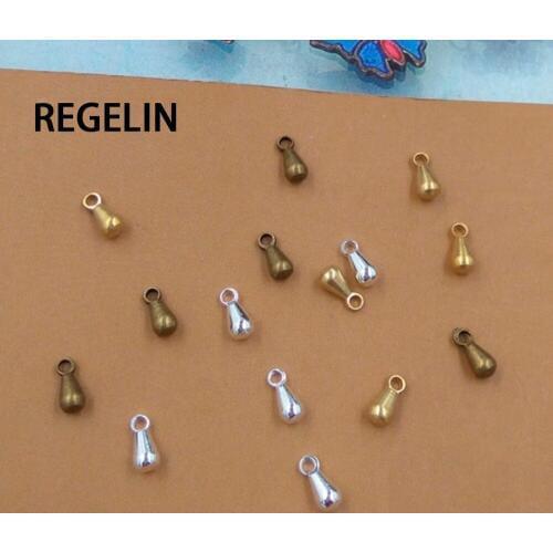 REGELIN Water droplets End Beads Chain Antique bronze Zinc Alloy 100pcs 3X6mm Bracelet Necklace DIY Metal Jewelry Accessories