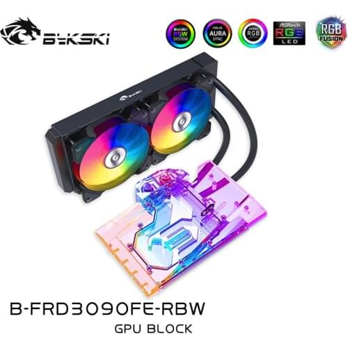 Bykski B-FRD3090FE-RBW GPU AIO Water Cooler Block For NVIDIA Geforce RTX 3090 Founder Edition Card,VGA Liquid Cooling Kit 5V