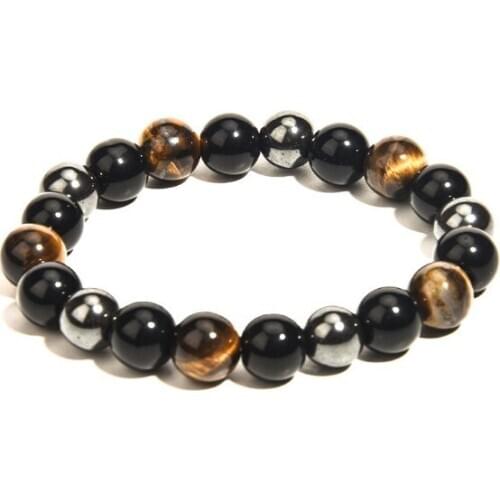 Black 8mm bohemian multicolor Agate beads Chakra Reiki Buddha Yoga Bracelet elastic adjustable Volcanic Stone Bangles cv3f