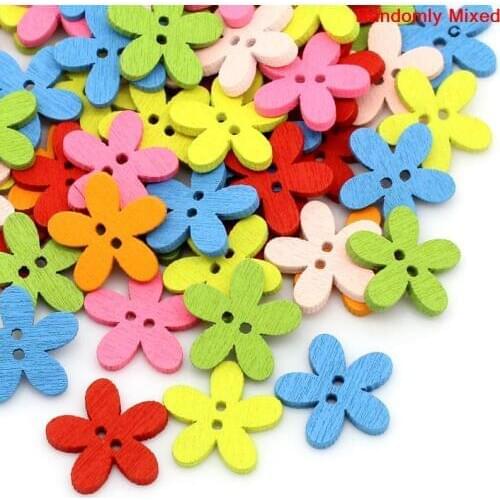20pcs/bag 2 Holes 15mm Wooden Plum Buttons Home Clothing Package Shoes Decorative Buttons Sewing Supplies
