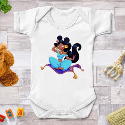 Princess Jasmine Printed Baby Rompers Baby Girl Clothes 0-24M Harajuku Cute Newborn Jumpsuits Bodysuits For Bebes